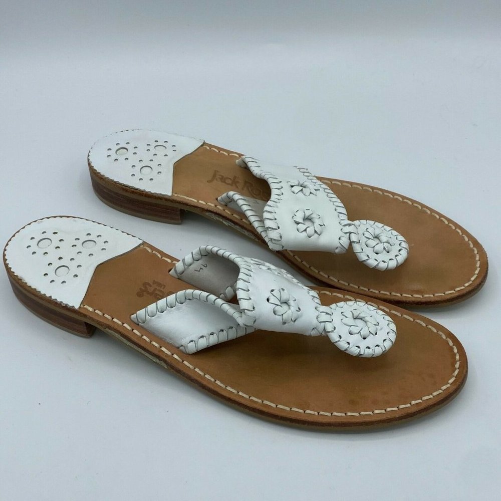 Jack Rogers Womens Navajo Hampton White Casual Slip On Thong Sandal Size 9 M